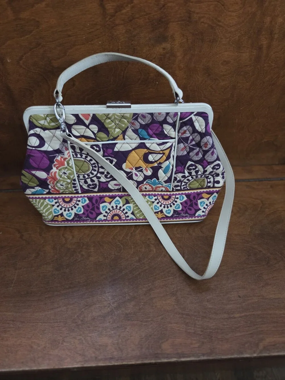 Vera Bradley Purple Multi-Color Quilted Floral Frame Satchel
